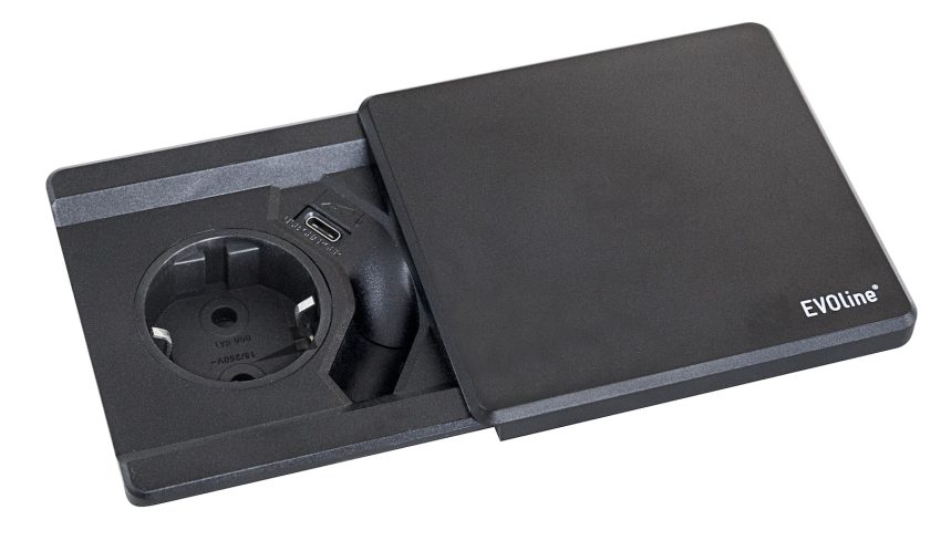 Kenson square80 sort - 1x stikk 1x usb-c lader