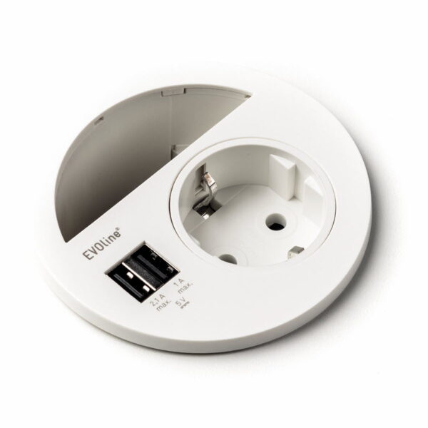 Kenson circle80 – hvit 1x stikk 2x usb a+c 2.1a, gst18