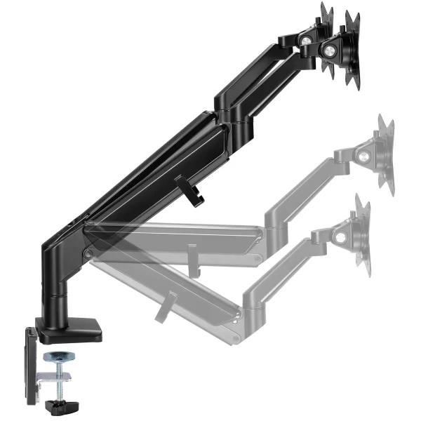 Kenson EF Dual monitorarm gas spring, sort - Bilde 8