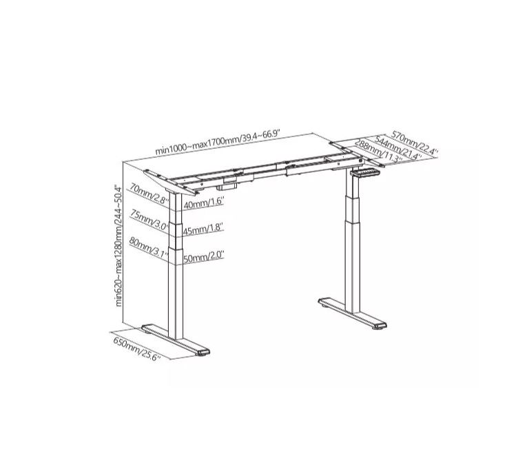 Kenson getupdesk duo electric frame, white - Bilde 10